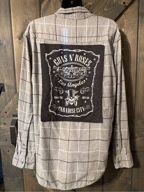 Upcycled Guns and Roses Flannel Size Medium